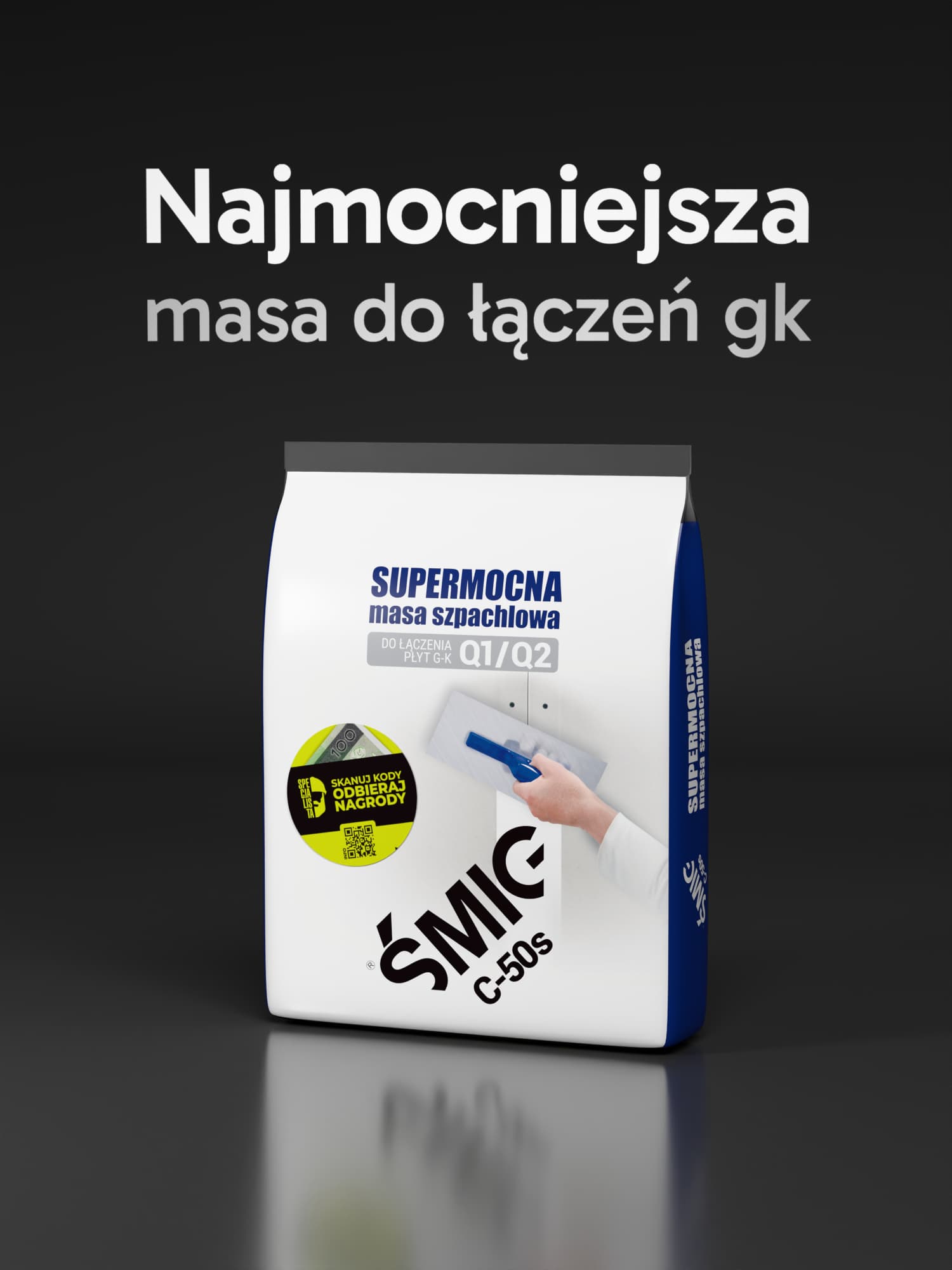 Supermocna Masa Szpachlowa do łączenia płyt g-k i naprawy uszkodzeń ŚMIG C-50s